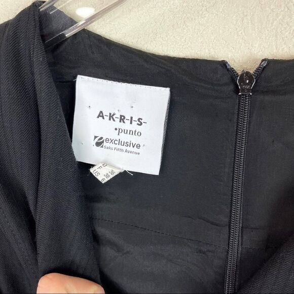 Akris Black Belted Career Business Dress Size 6 - Picture 6 of 10